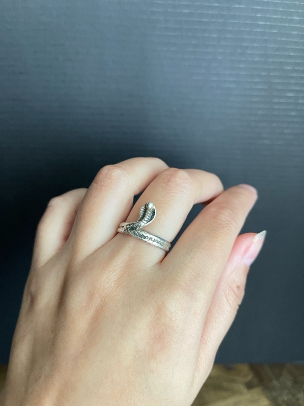 Sterling Silver Cobra Biker Snake Vintage Size 7 3/4 Ring 925